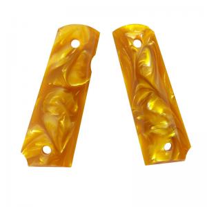 CNC Customized Anti-Slip Shooting Handle Parts 1911 Full Size Yellow Pearl Grips