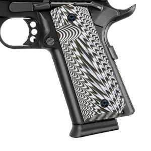 BZ GRIPS 1911 Full Size G10 Gun Grips Ambi for Left and Right Handed,ridgebacks texture - white/black