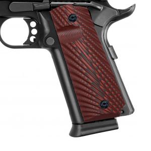 BZ GRIPS 1911 Full Size G10 Gun Grips Ambi for Left and Right Handed,ridgebacks texture - red/black