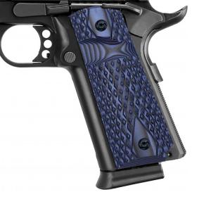 BZ GRIPS 1911 Full Size G10 Gun Grips Big Scoop Texture Fit for Most Government Commander 1911 Pistol H1-DM2-Blue/Black