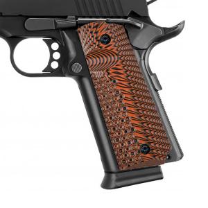 BZ GRIPS 1911 Grips G10 Full Size Government Ambi Safety Cut Custom OPS Eagle Wing Texture H1 A-orange/black