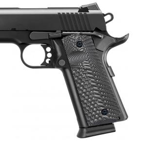 BZ GRIPS 1911 Grips G10 Full Size Government Ambi Safety Cut Custom OPS Eagle Wing Texture H1 A-grey/black