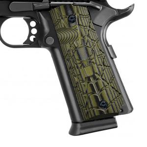 BZ GRIPS 1911 Pistol Grips Custom G10 1911 Grips For Full Size Government Commander, Skull Texture with standard cut