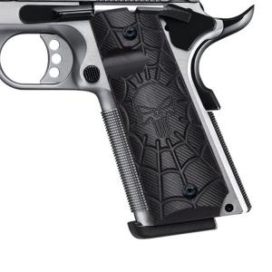 BZ GRIPS 1911 Pistol Grips Custom G10 1911 Grips For Full Size Government Commander, Skull Texture with standard cut black color