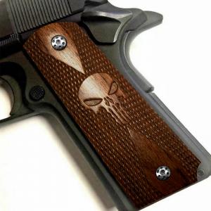 BZ Grips Colt 1911 Wood Grips With Skull Full Size Grips