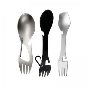 Factory Custom Titanium Stainless Steel Spork Spoon Fork Knife Camping Bottle Can Opener EDC Kit